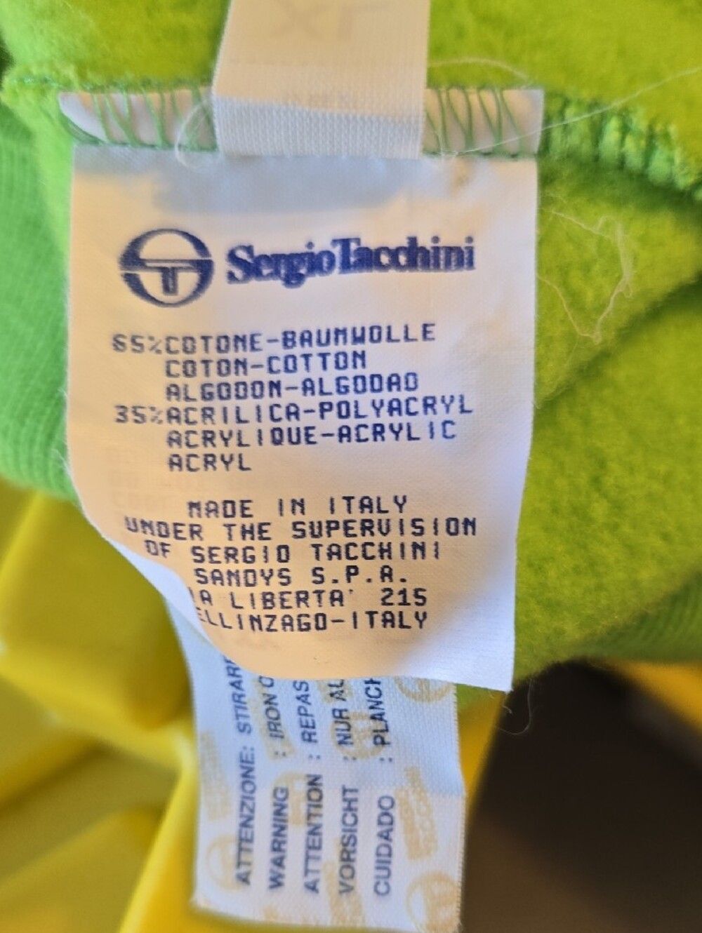 Sergio Tacchini Lime Green Sweatshirt with Blue Trim - XL - Picture 8 of 13